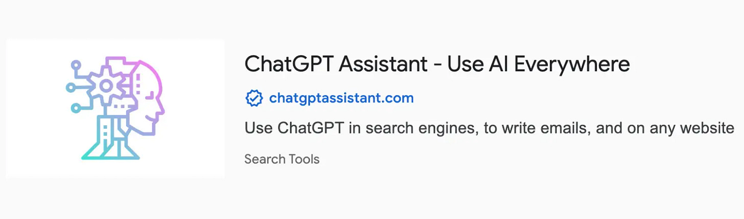 Chrome Extension search results with description
