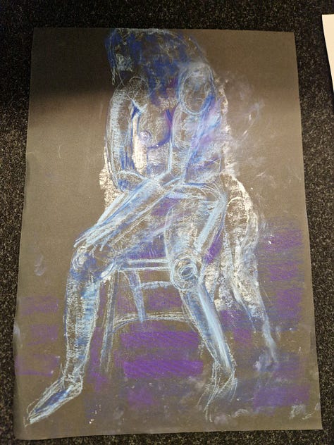 life drawing of nude model in cynon valley cardiff