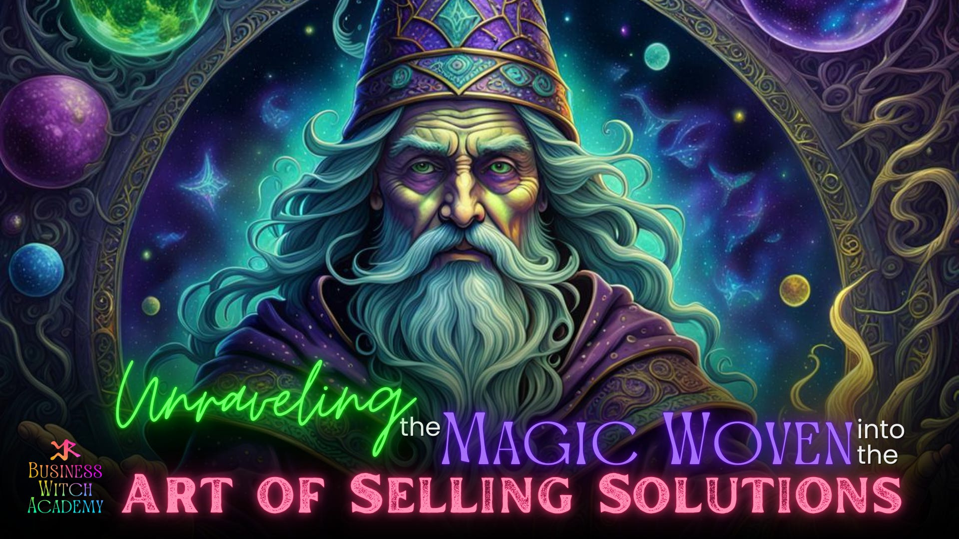 Image of a wizard generated with the assistance of Night Café AI and Canva exclusively for Cheryl Evans, Business Witch Academy, “Unraveling the Magic Woven Into the Art of Selling Solutions” Image of a wizard generated with the assistance of Night Café AI and Canva exclusively for Cheryl Evans, Business Witch Academy, “Unraveling the Magic Woven Into the Art of Selling Solutions”