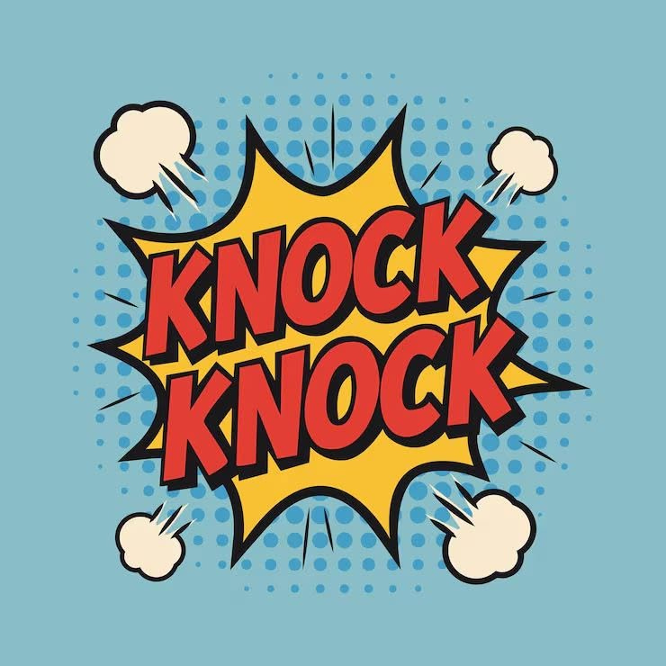 May be a graphic of text that says 'KΝOCK KNOCK ለ'