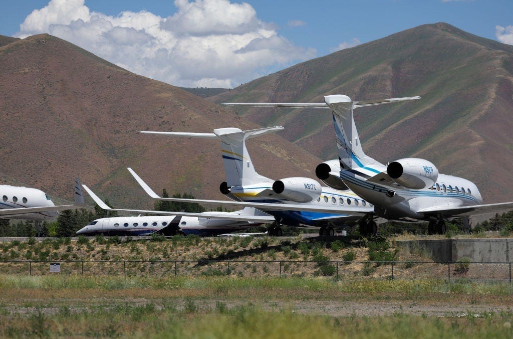 Summer camp for billionaires' begins in Sun Valley with the arrival of 165  private jets