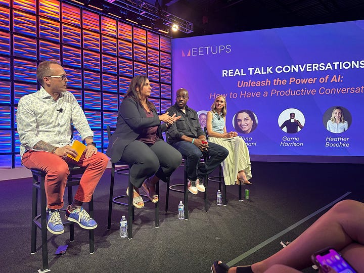 Marketers' Community "unleashing AI" event, featuring panelists Mona Askalani, Garrio Harrison and Heather Boschke - August 8, 2023