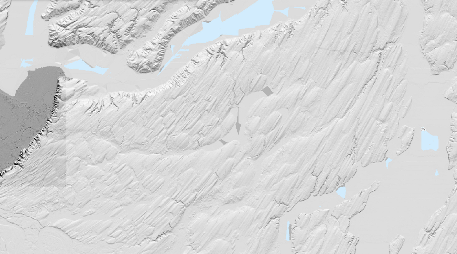 Lidar imaging shows features created by glaciation