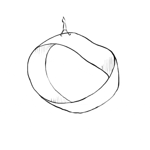 A person walks on a drawing of a mobius strip