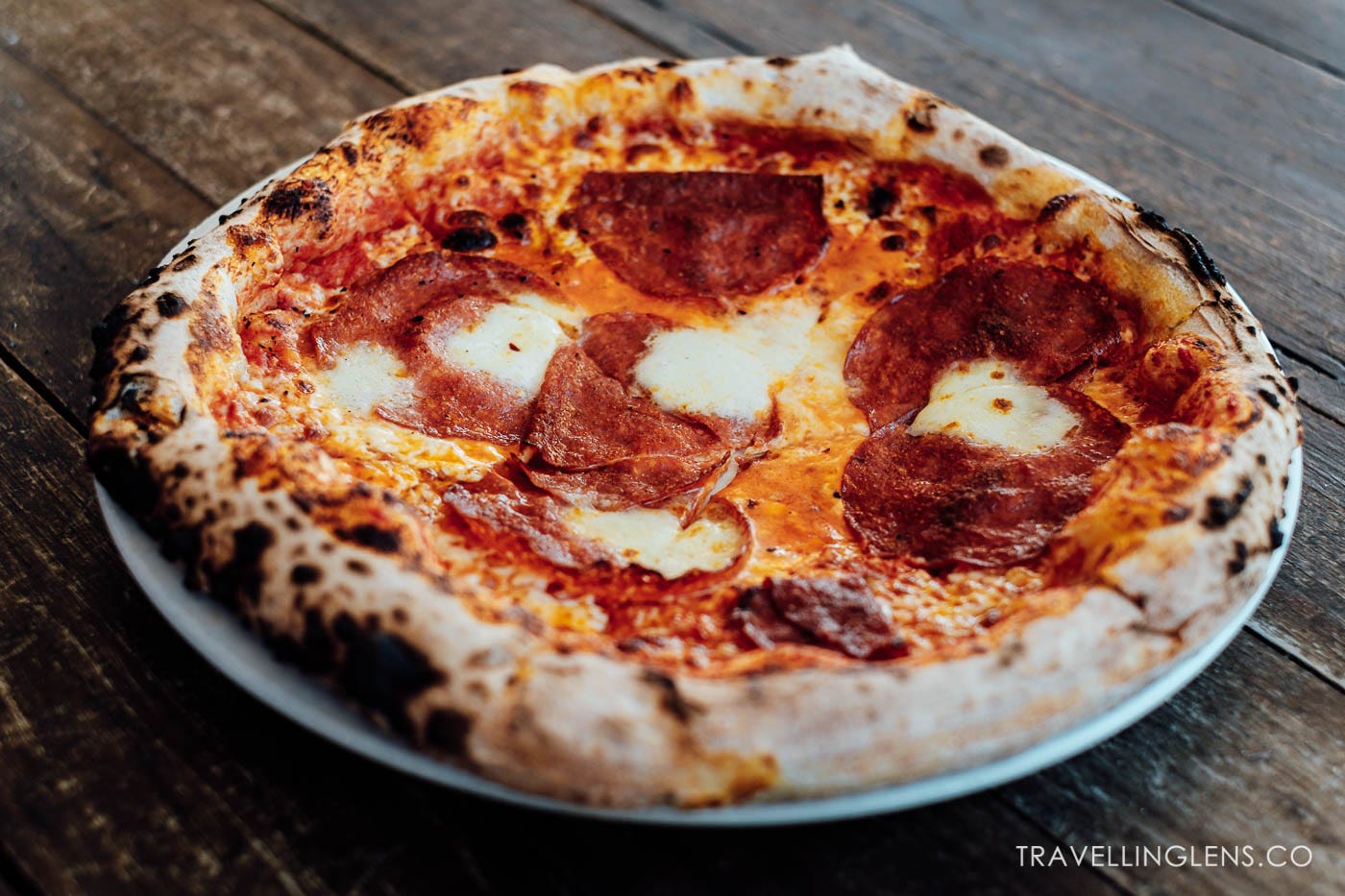 Woodfire oven pepperoni pizza