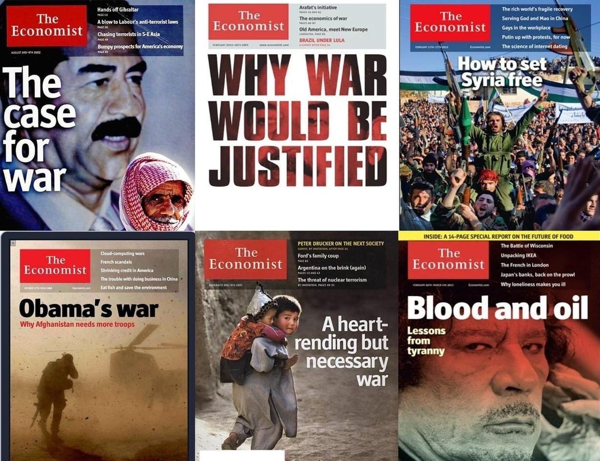 Pro-war covers by The Economist throughout history Pro-war covers by The Economist throughout history