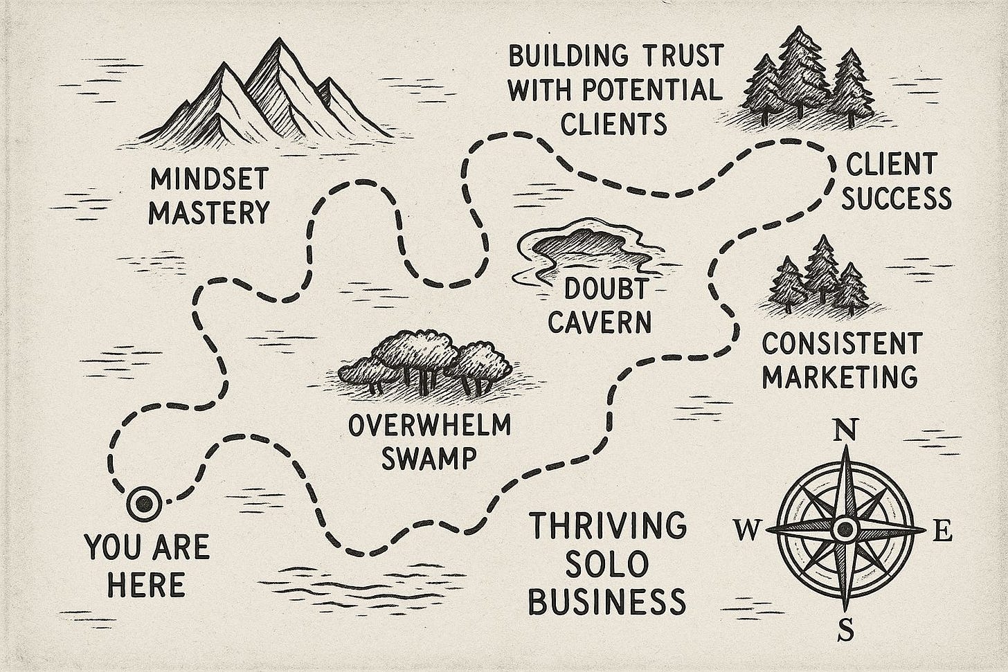 You are here: A map of the solopreneur career path.