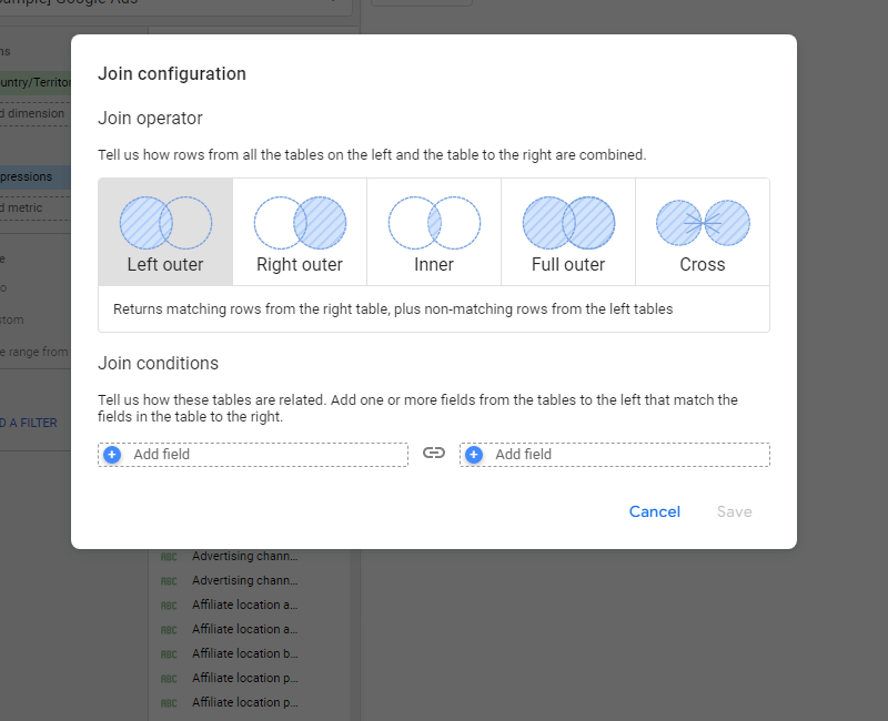 Looker Studio blend data part 1 join configuration