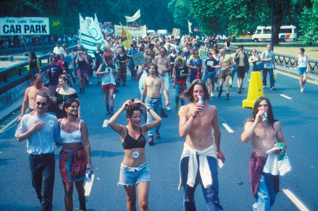Anti Criminal Justice Act March, London (1994), Matthew Smith. Image courtesy Youth Club Archive Anti Criminal Justice Act March, London (1994), Matthew Smith. Image courtesy Youth Club Archive