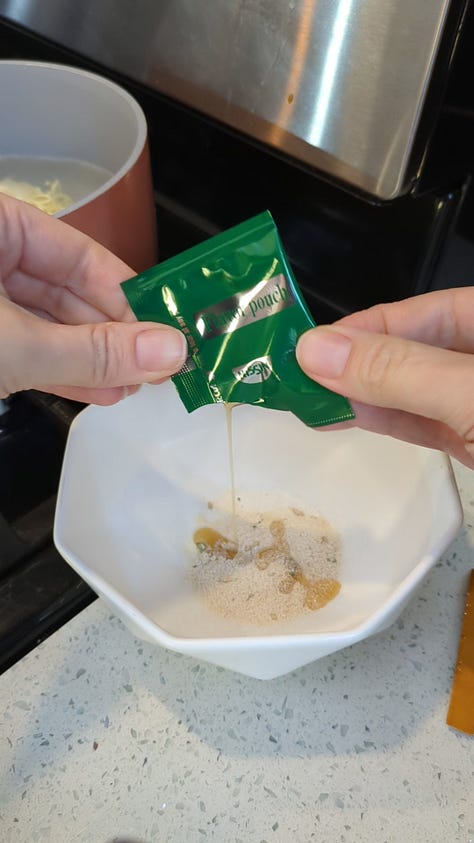 Nissin Raoh instant ramen packet being opened, noodles cooked, sauce packets mixed, and final product served in a delicious soupy bowl.