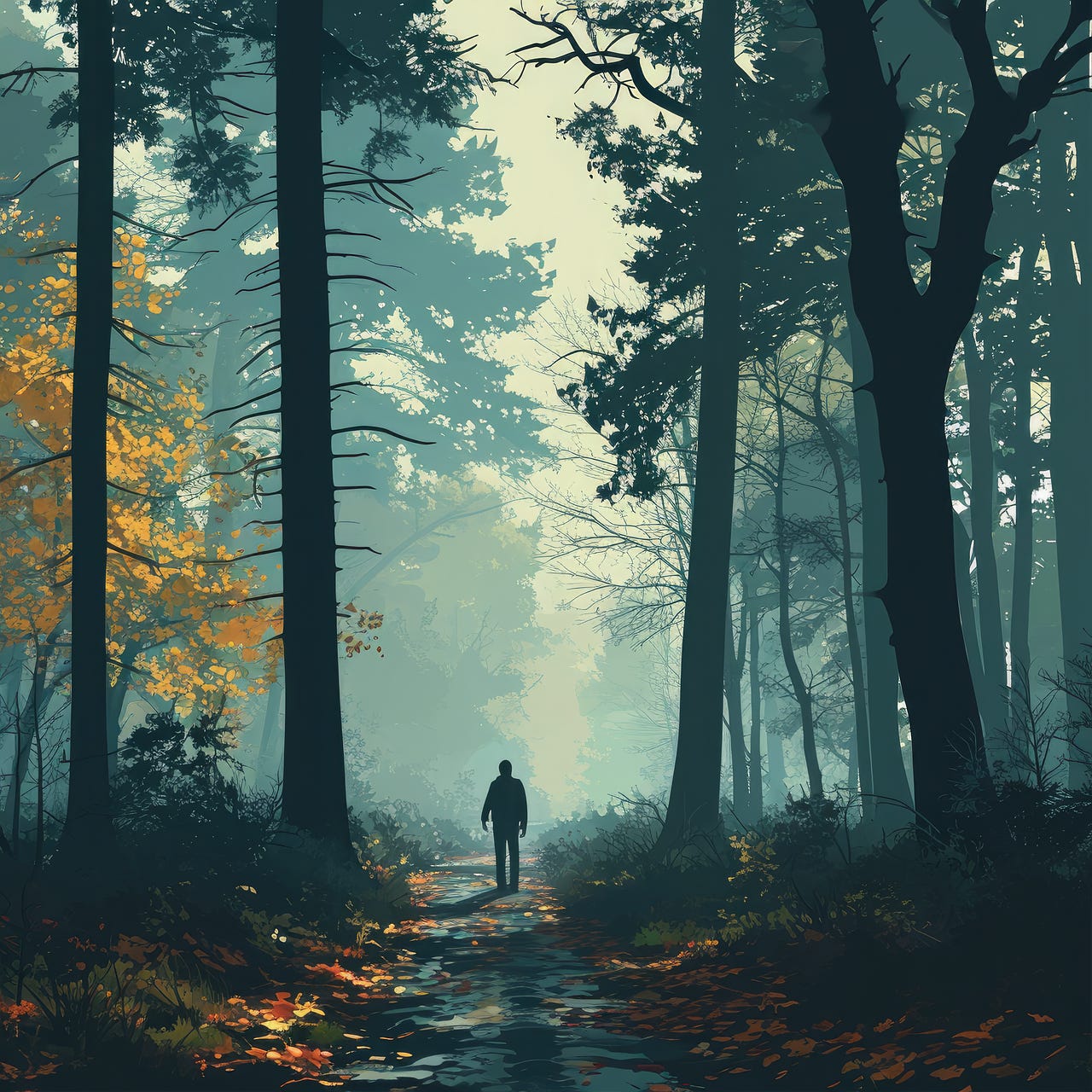 Free ai generated forest trees illustration