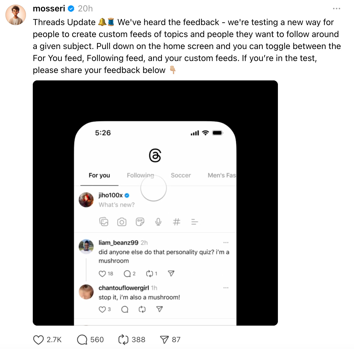 Custom Feeds for Threads