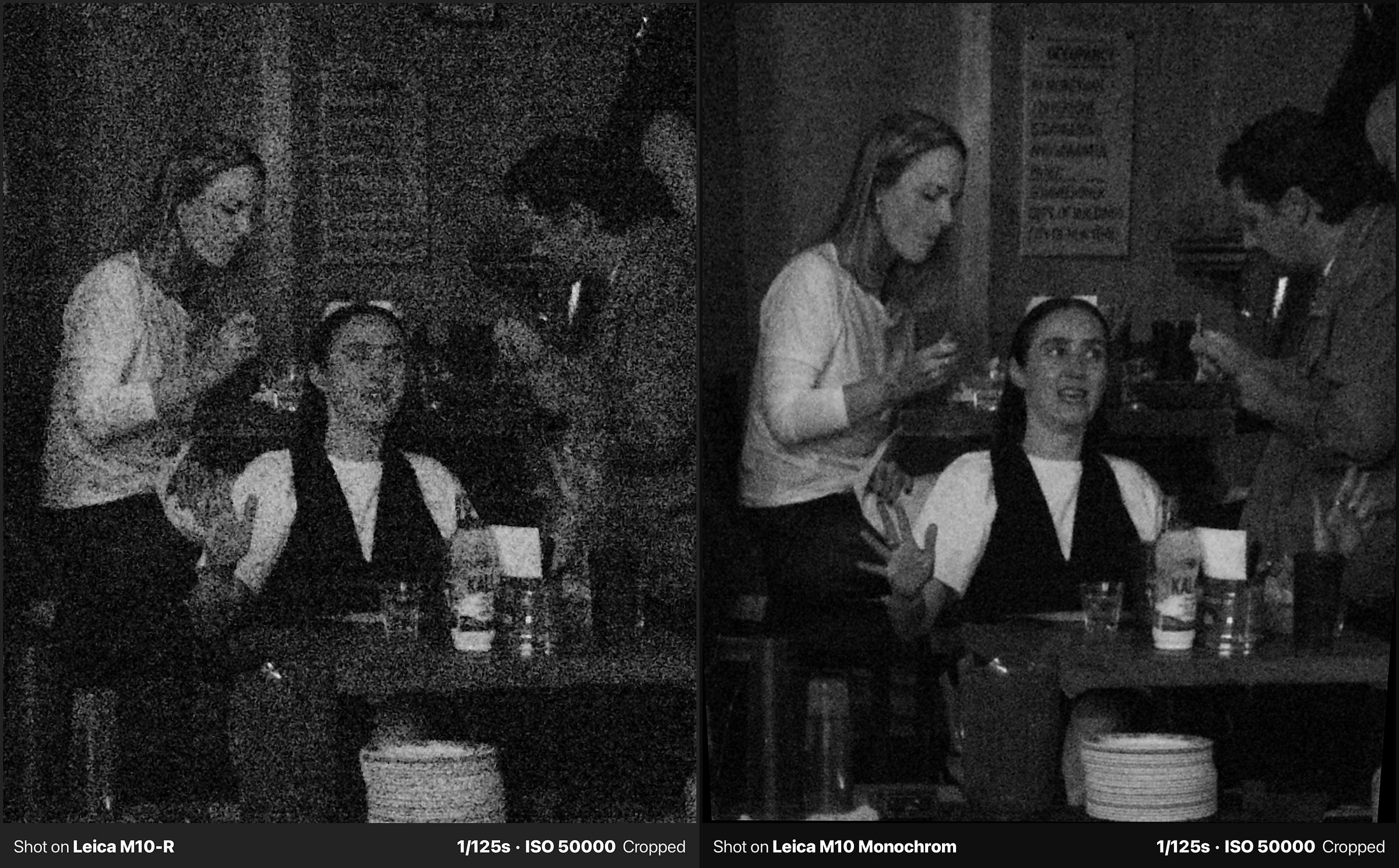 Image comparing the Leica M10-R with Leica Monochrom quality, side-by-side.