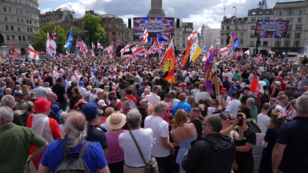 Thousands take part in protest led by Tommy Robinson in central London |  News UK Video News | Sky News