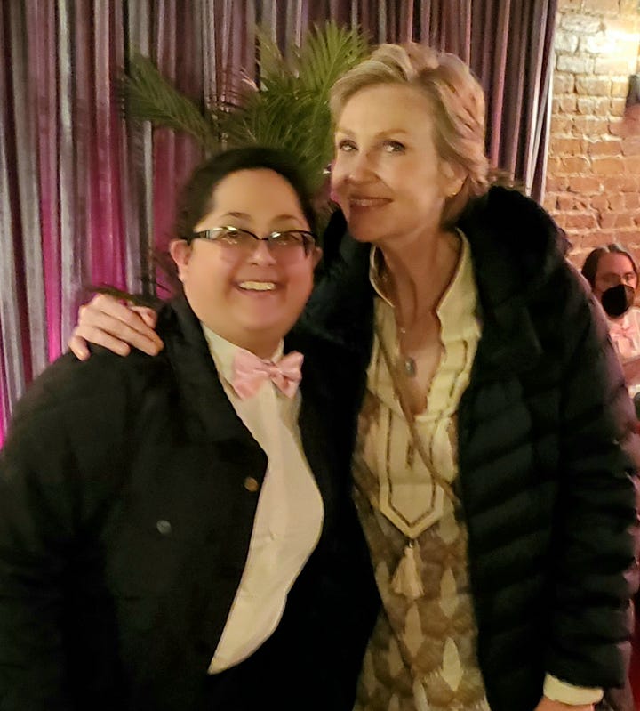 Me with Quinta Brunson, Jane Lynch and Ryan Hansen on Party Down!