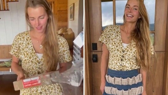 Hannah Neeleman receives an egg apron as a birthday gift(TikTok/@ballerinafarm)