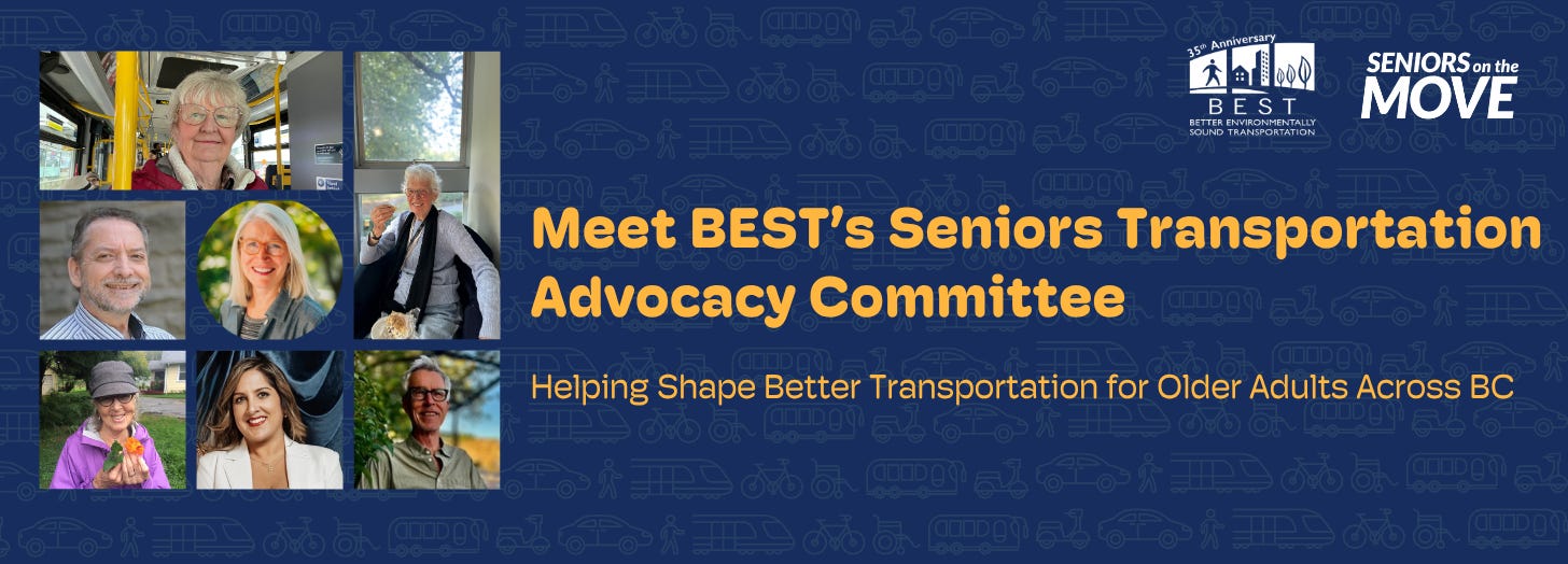 Meet BEST's Seniors Transportation Advocacy Committee Banner with photos of committee members