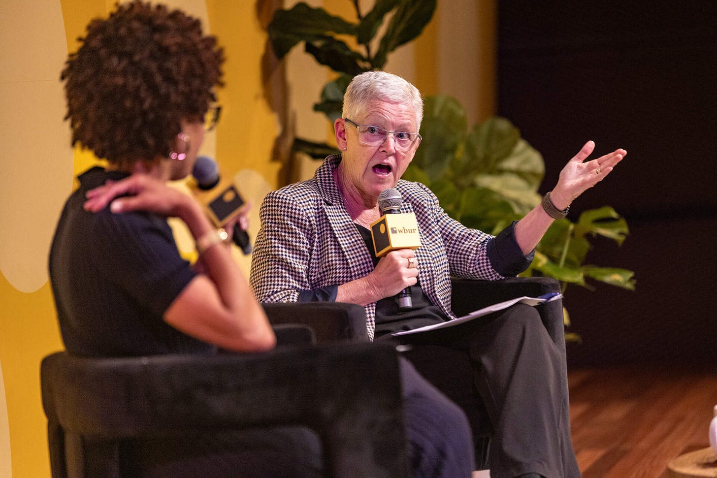 Gina McCarthy speaks during &quot;How to Save the Planet&quot; session at The WBUR Festival. (Jesse Costa/WBUR)