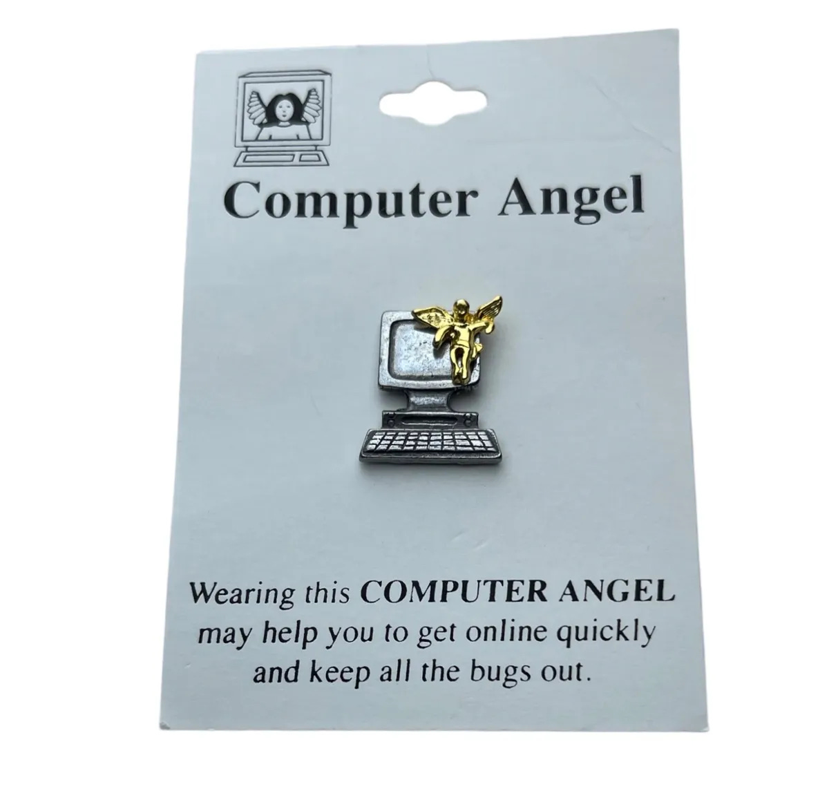 Computer Angel 1 x 1 inch Hat or Lapel Pin Bing F7D15K