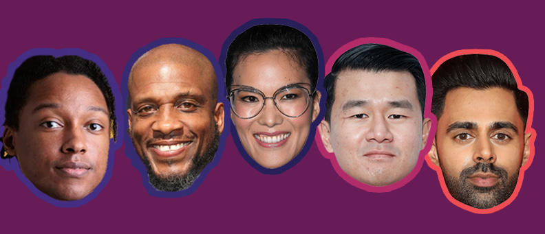 5 nonwhite, and a female comic.