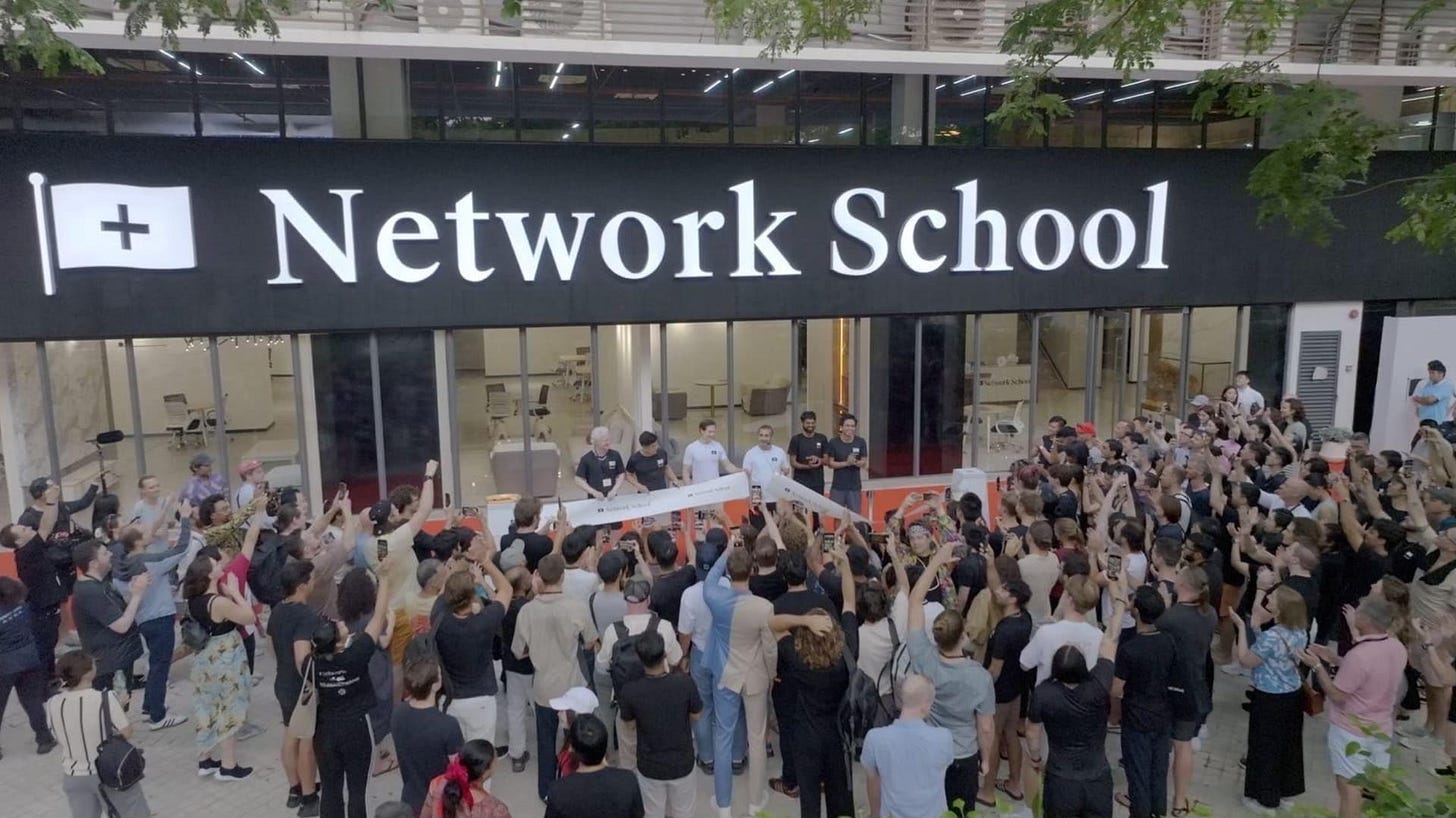 The ribbon-cutting opening of Network School in Forest City, Malaysia, prior to its shutdown over due diligence concerns.