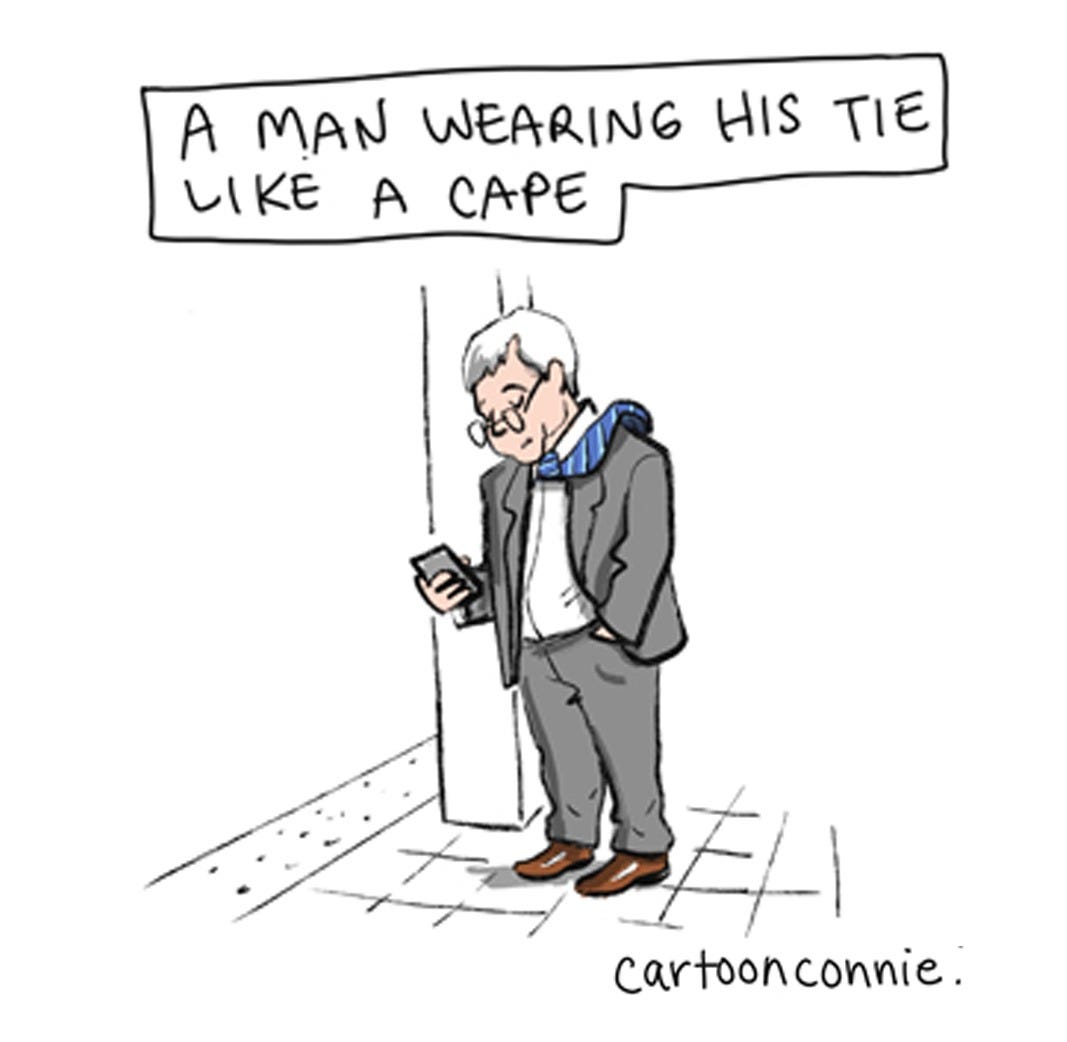 Panel 2 of a 6-panel diary comic with small scenes from New York City, drawn from memory by the artist. Titled "Small New York," 2026, by Connie Sun, cartoonconnie. 