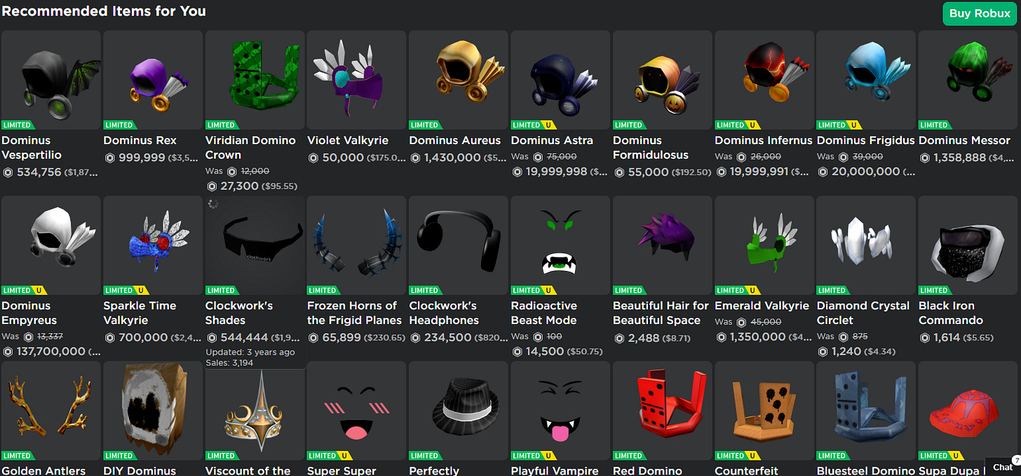 it feels good to have all my dream items show up reminding me i have 4  robux : r/roblox