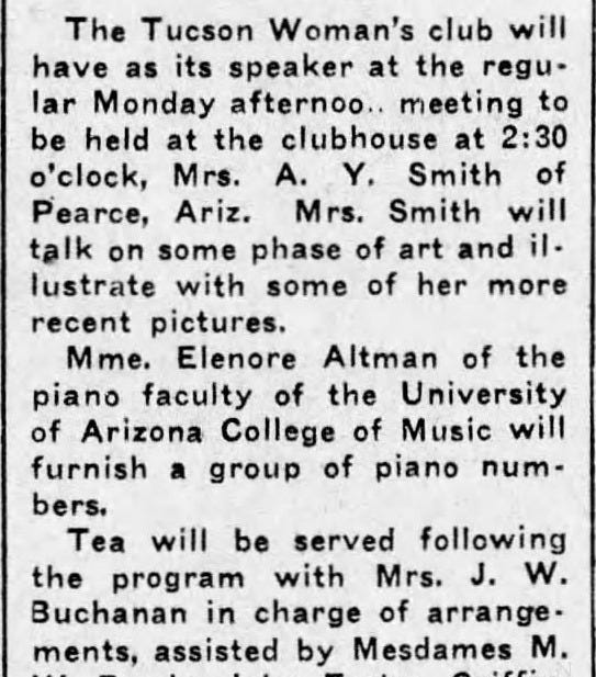 Effie speaks to Tucson Women's Club - AZ Star 27 Mar 1932