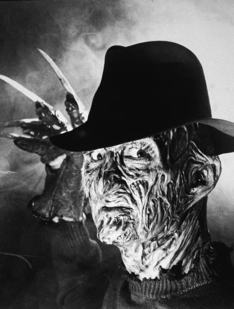 Portrait of American actor Robert Englund as 'Freddy Krueger' of the 'A Nightmare on Elm Street' series of movies, circa 1989.