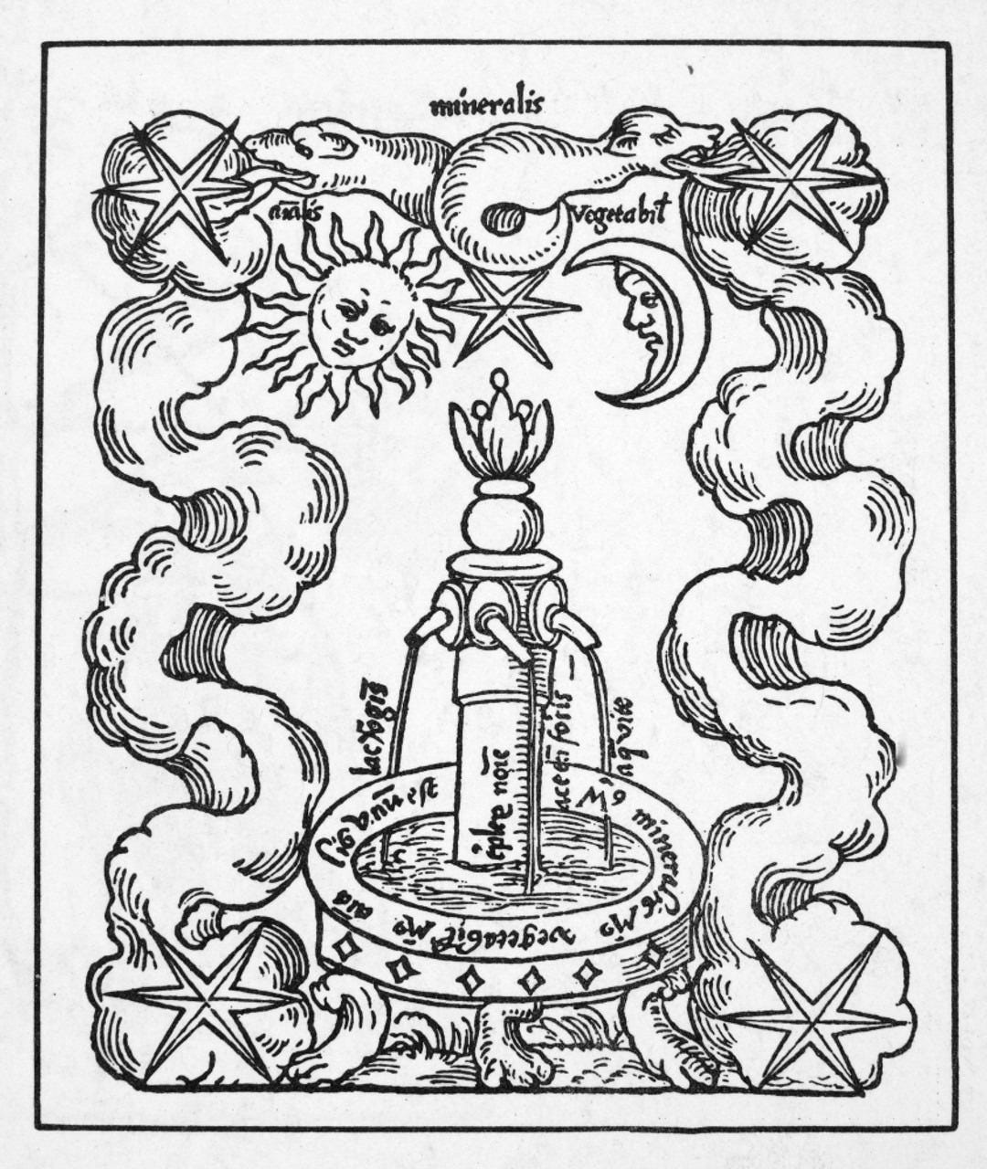 Fountain Of Life, 1550. /Nfons Mercuralis - The Fountain Of Life. Woodcut  From 'Rosarium Philosophorum,' Frankfurt, Germany, 1550. Poster Print by  Granger Collection - Item # VARGRC0004948 - Posterazzi