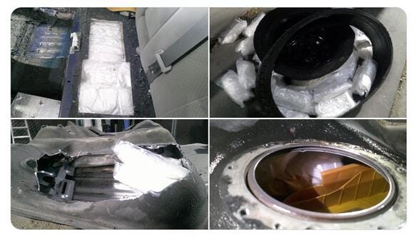 144 lbs of Meth discovered in a vehicle by US CBP Officers 144 lbs of Meth discovered in a vehicle by US CBP Officers