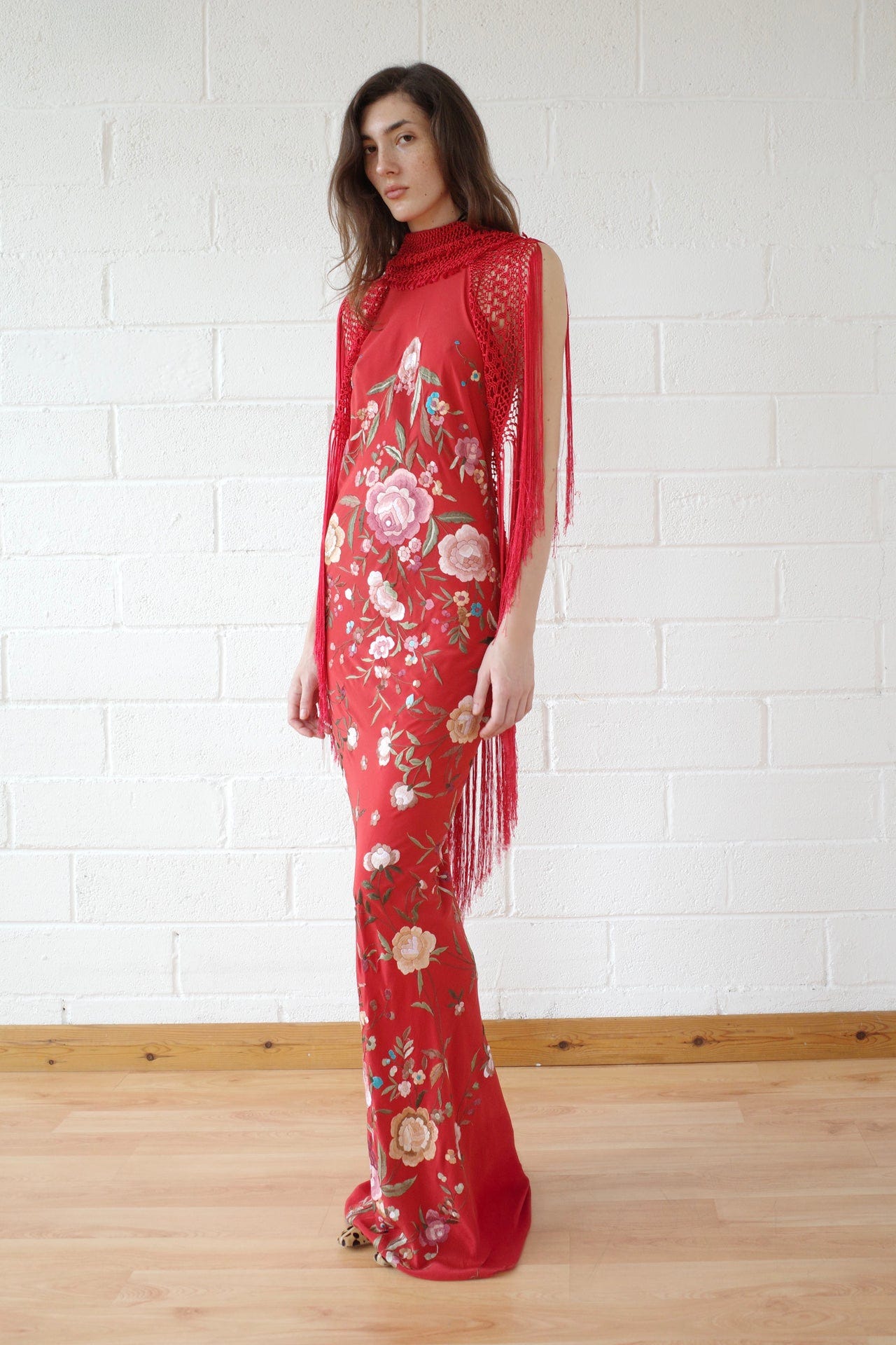 Demi Couture Piano Shawl Gown- Red