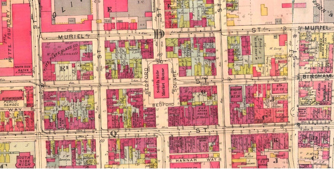 1923 map of the area where the South Side Market House is located (still).
