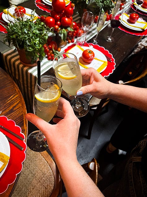 photos of Camp Rubirosa in East Hampton, the tomato-centric dinner scape, and a limoncello cocktail