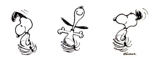 3 images of Snoopy dancing 3 images of Snoopy dancing