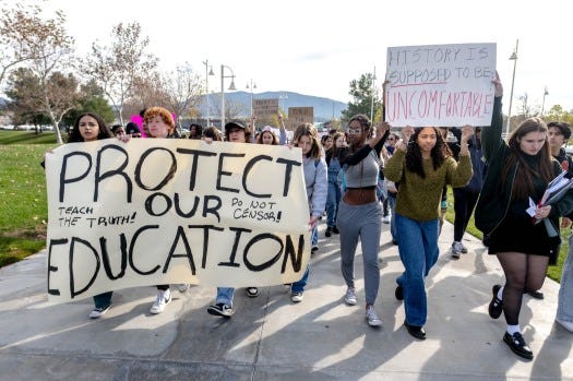 Great Oak High School students leave campus in protest of the disctrict’s ban of critical race theory curriculum at Patricia H. Birdsall Sports Park in Temecula on Friday, Dec. 16, 2022. (Photo by Watchara Phomicinda, The Press-Enterprise/SCNG)
Great Oak High School students leave campus in protest of the disctrict’s ban of critical race theory curriculum at Patricia H. Birdsall Sports Park in Temecula on Friday, Dec. 16, 2022. (Photo by Watchara Phomicinda, The Press-Enterprise/SCNG)