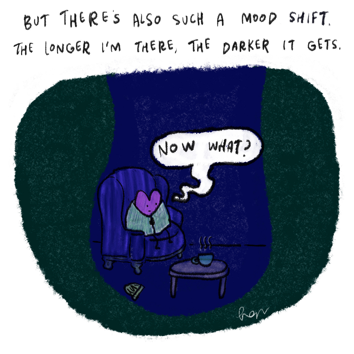 But there’s also such a mood shift. The deeper I find myself burrowing, the darker it gets. 