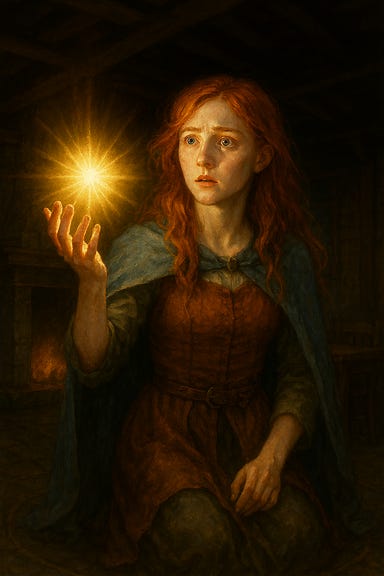 Ireena conjuring sunlight in the Blue Water Inn Ireena conjuring sunlight in the Blue Water Inn