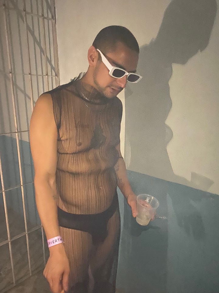 Two ravers soak in the ambiance at Pevert CDMX