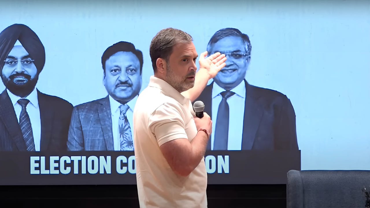 Rahul Gandhi at the press conference of August 7, 2025
