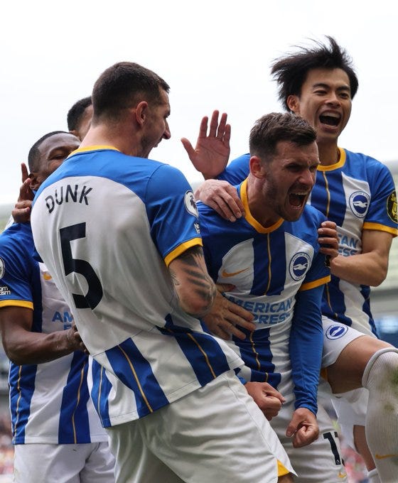 Pascal celebrates his goal in today’s win. What a player, what a club.
