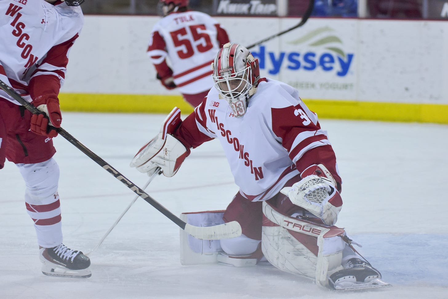 Eli Pulver slides from right to left across the crease Eli Pulver slides from right to left across the crease
