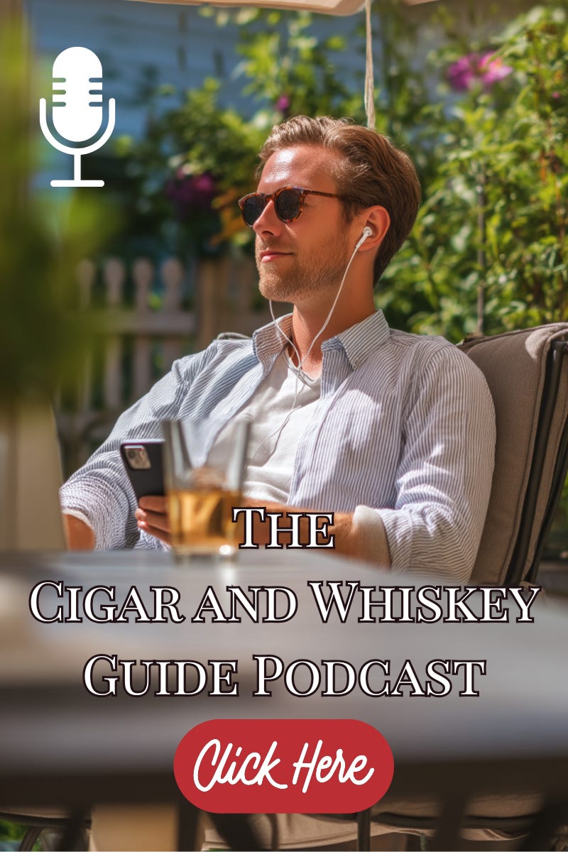 Young man listening to the Cigar and Whiskey Podcast.