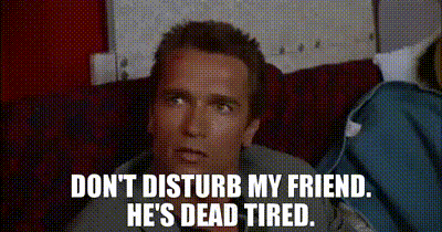 Image of Don't disturb my friend. He's dead tired.