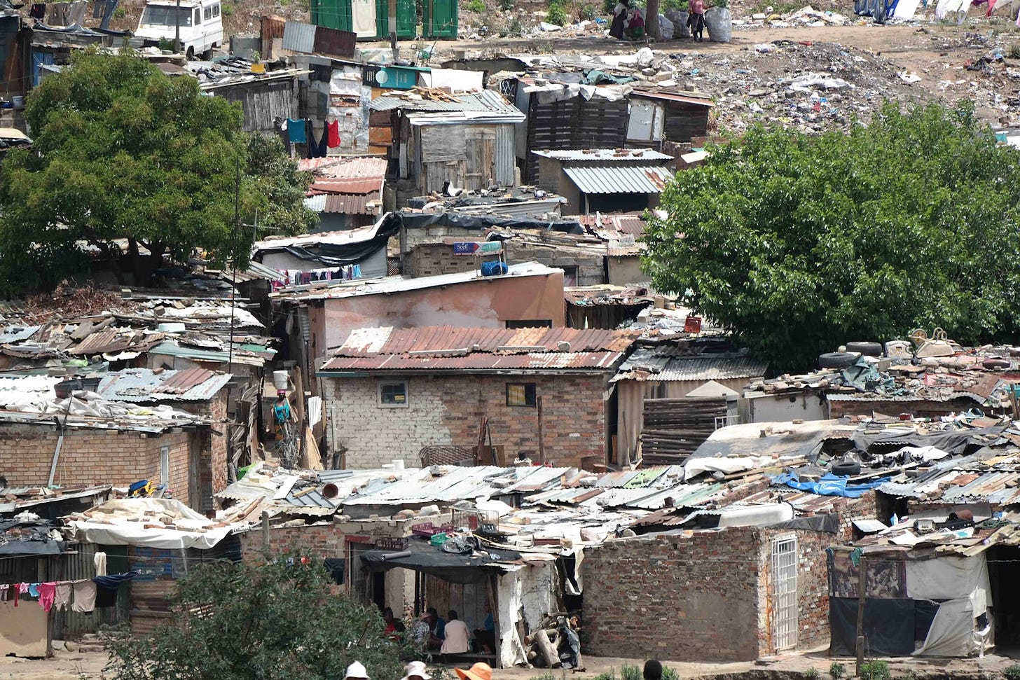 A dense informal settlement in Alexandra Township, South Africa, showcasing the community and environment where entrepreneurship can emerge