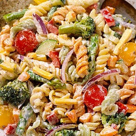 Summer Veggie Tahini Pasta Salad 