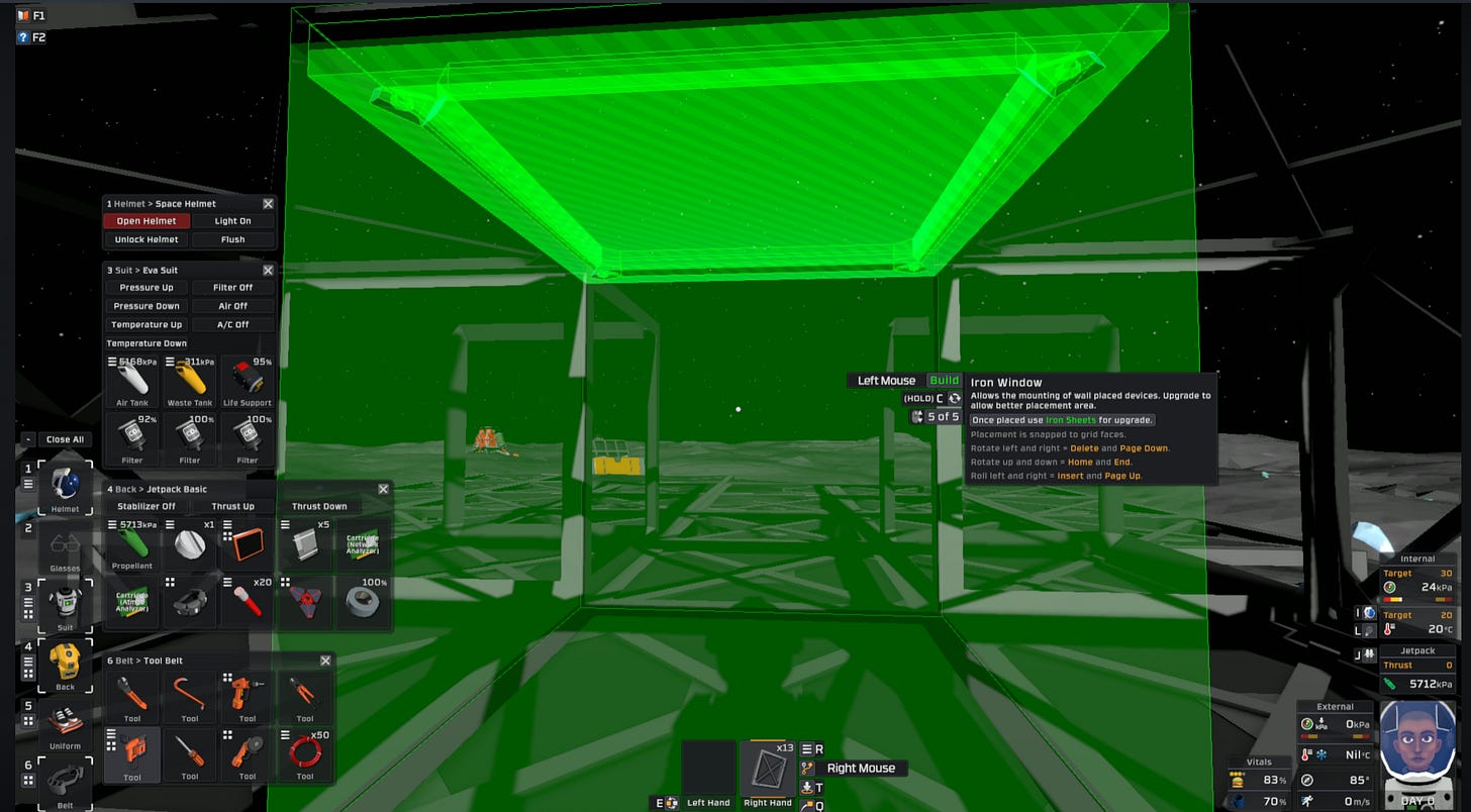 Interior view of base under construction with devices and framing partially assembled.