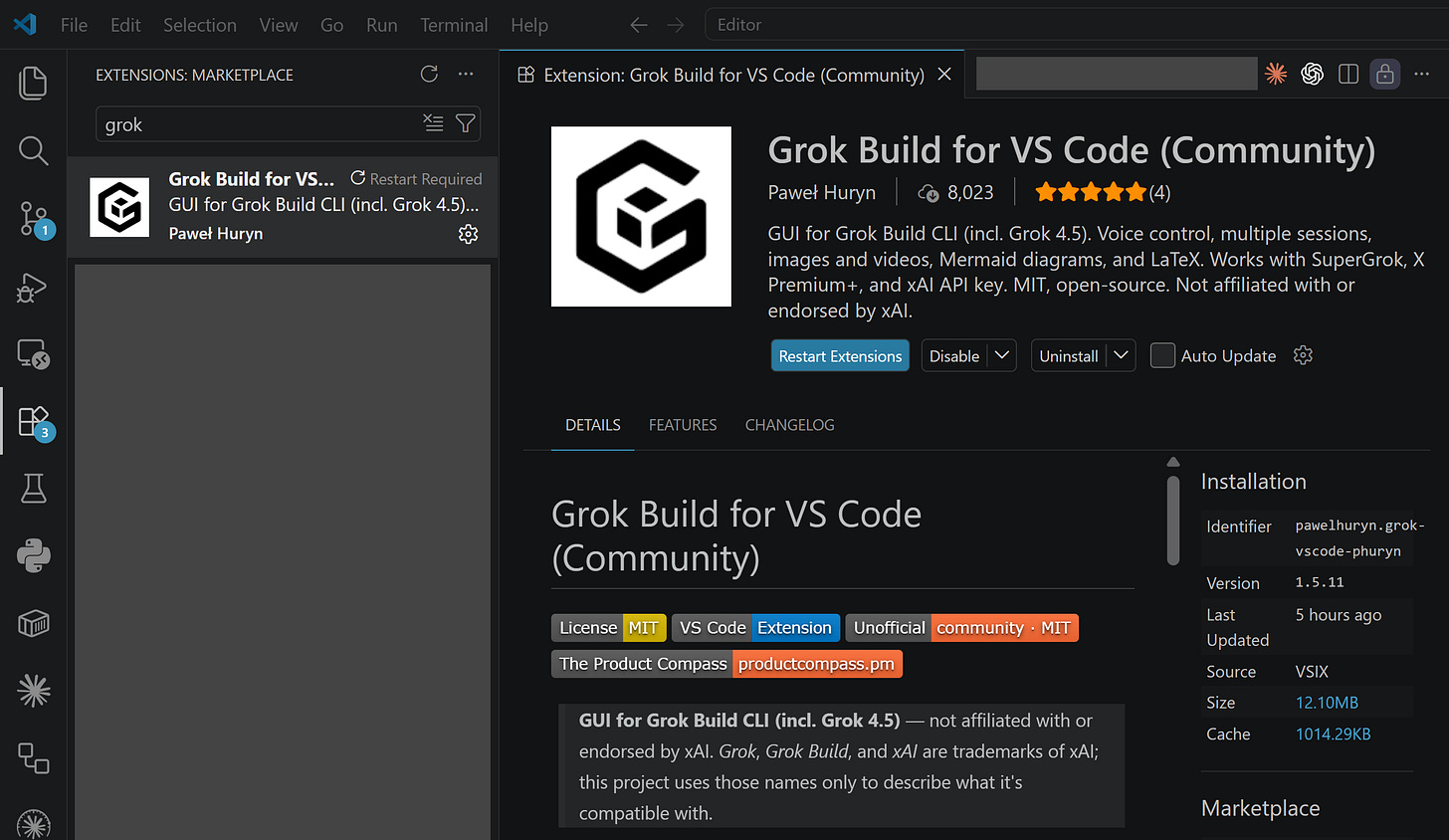 installing the Grok Build for VS Code Community extension installing the Grok Build for VS Code Community extension