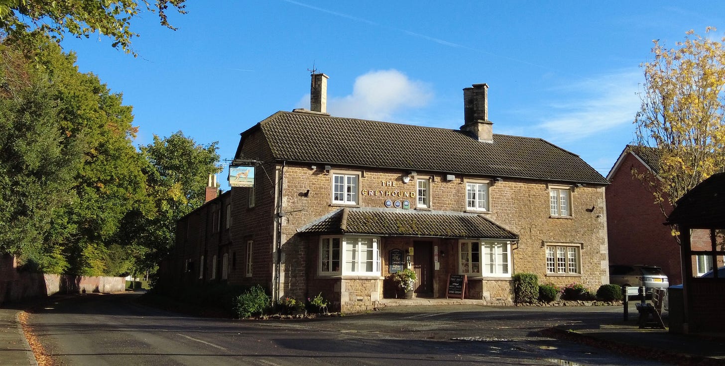 This is the Greyhound Inn, Bromham, Wiltshire. A very old pub and still going strong with a good community feel.