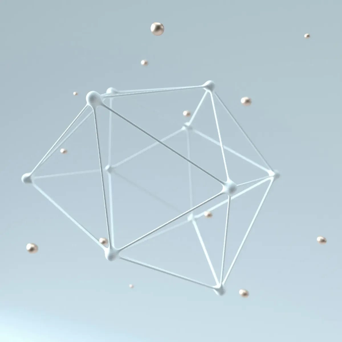 A network of connected nodes floating on a pale blue background A network of connected nodes floating on a pale blue background